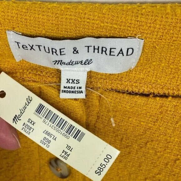 NWT Madewell Texture Thread Yellow Mini Dress Button Down Size XXS New With Tags - Picture 4 of 10